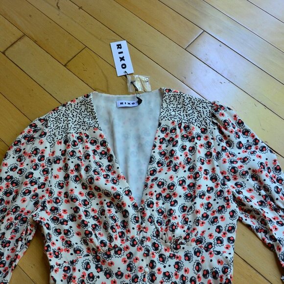 RIXO Juni Puff-sleeve Mini-dress In Micro Shell Size XS - Picture 4 of 14